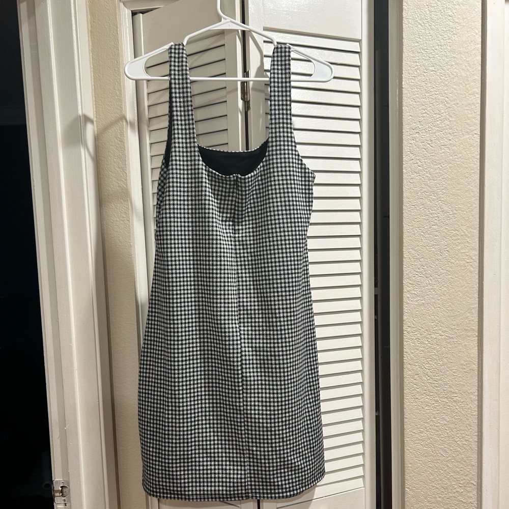 Black and white tartan plus size dress